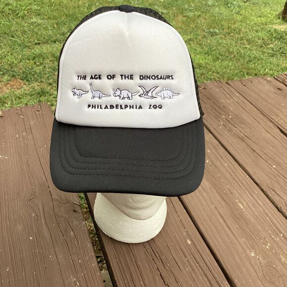 Philadelphia Zoo Hat Cap Black White Age‎ of Dinosaurs Trucker Snapback - Picture 1 of 4